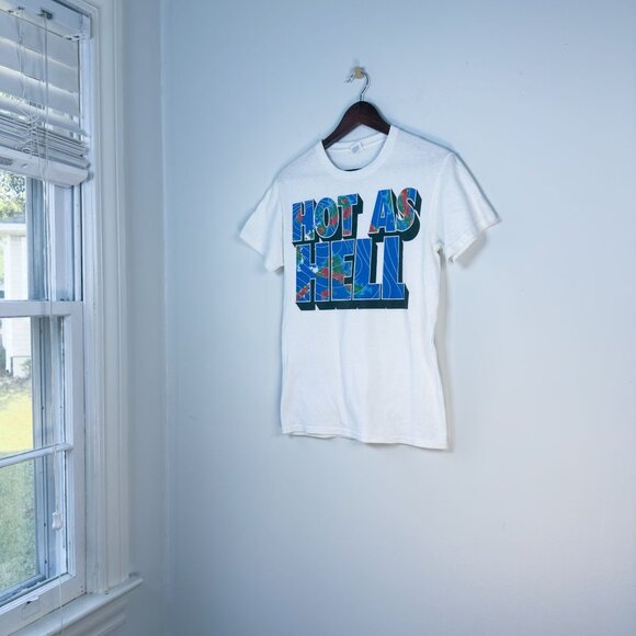 Climate Change Hot as Hell Graphic White Tshirt Unisex Womans Small Activist - Picture 1 of 6